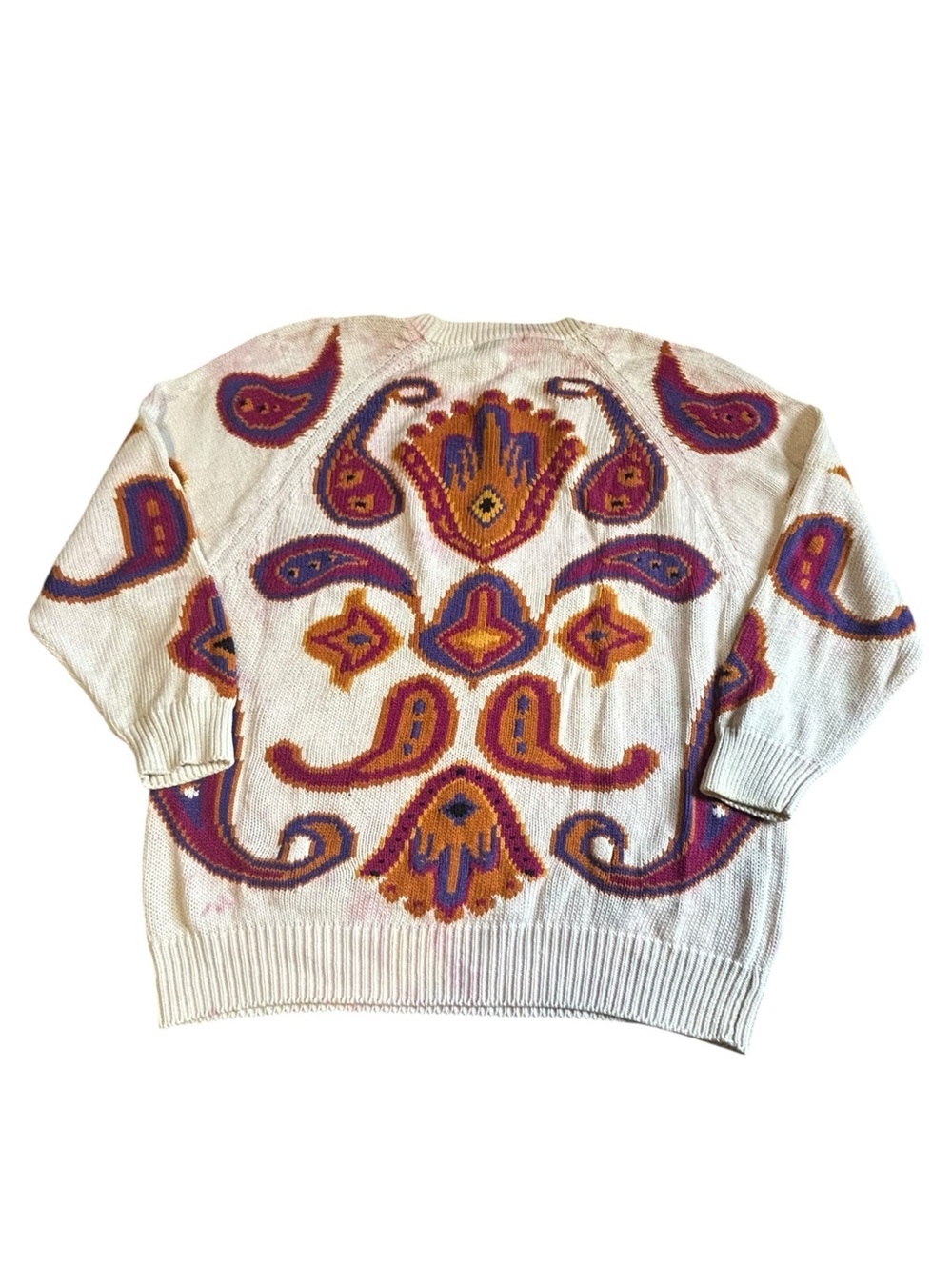 Vintage B. Diffusion Paisley Ramie Cotton Sweater Medium - Picture 4 of 12